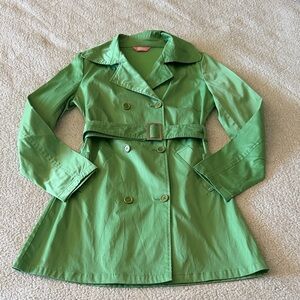 JoDot Green Double-Breasted Belted Trench Coat Medium